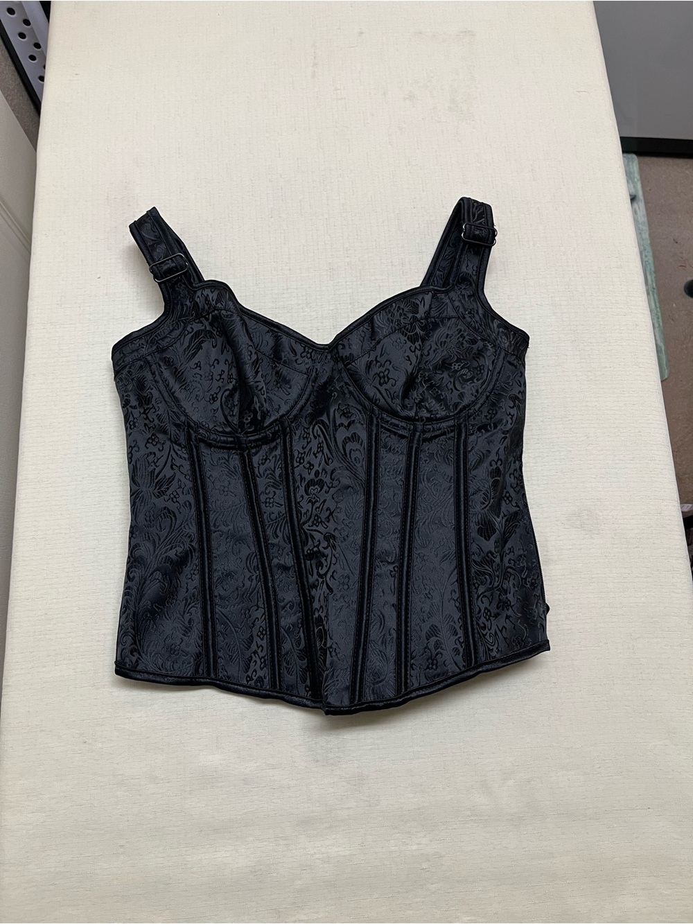 Women’s L black jacquard size zipper corset top - Picture 3 of 13